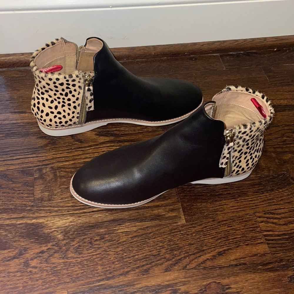 Leopard/black booties